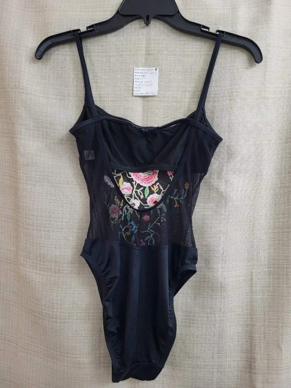Victoria's Secret Floral Embroider Sheer Mesh Bodysuit One Piece Sexy Size 8 Vtg